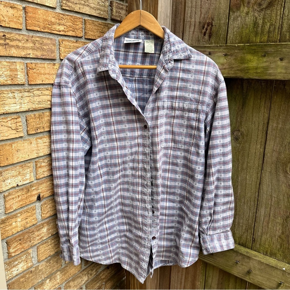 Vintage Northern Reflections Blue and Gray Plaid Women's Shirt Cottagecore